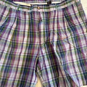 Greg Norman Collection Plaid Shorts in Purple and Green